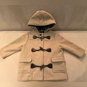 NEW Babycottons khaki coat with toggle fasteners - size 24 months - plaid lining